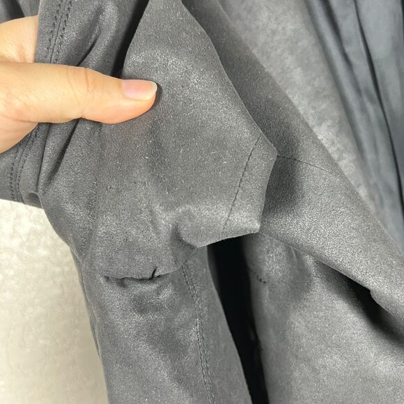 Zara Faux Suede Blazer Women XL Black Single Button Elevated Basic - Picture 4 of 7